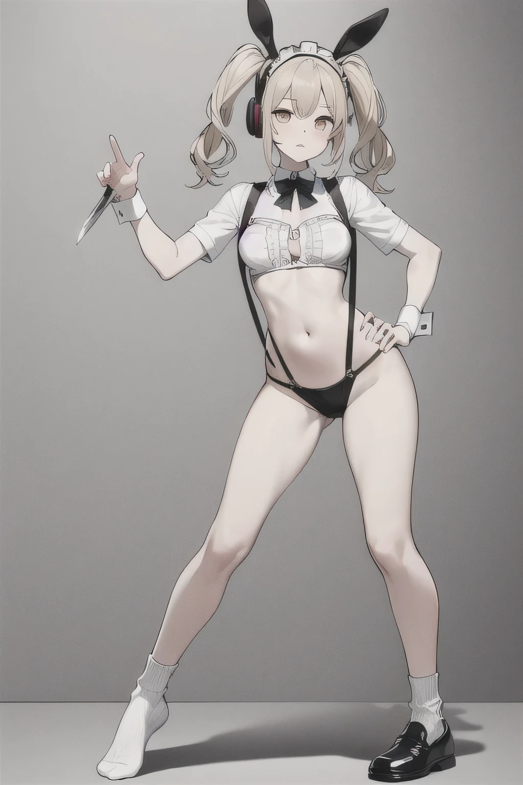 (female monopoly mascot) white hair, smiling, tiny cartoon of a business woman (mature, adult) in a top hat and suit, tight skirt, walking_stick, monopoly, capitalist, rich, full body, (pencil_sketch) monochrome