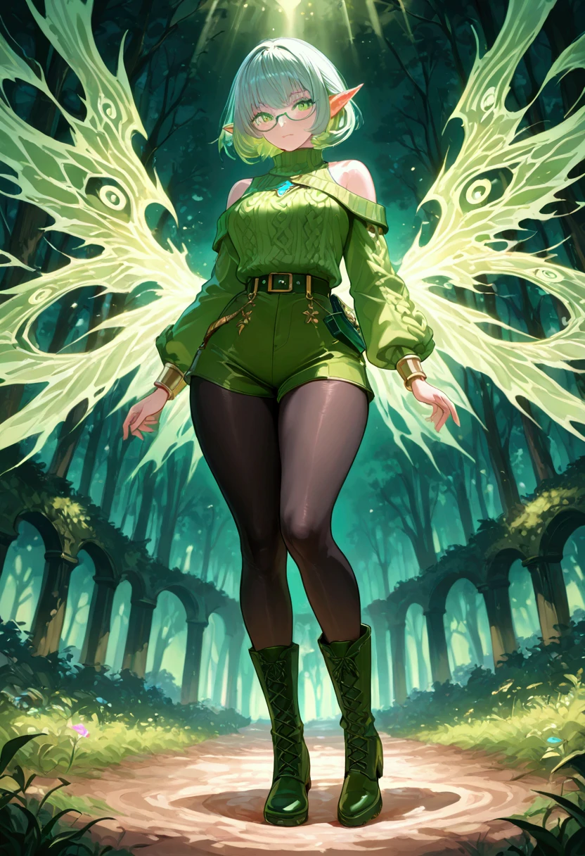 sui <lora:Sui_yesmix:0.9>, full body, standing, hand on hip, dress, pantyhose, black footwear, blonde hair, loose braid, beautiful face, angry, green eyes, forest background, (masterpiece:1.2), best quality, absurdres, extremely detailed wallpaper, perfect lighting,