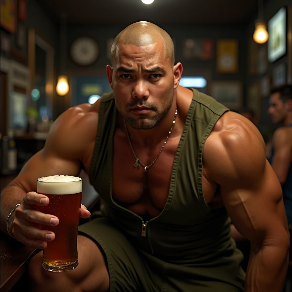 Dale, an extremely buff man who drinks beer