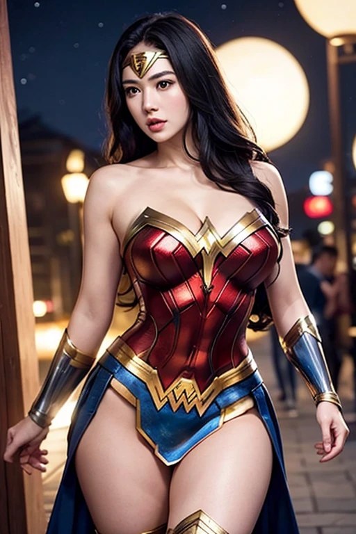 Highest quality images, Wonder Woman close-up, Huge breasts , Long Hair, grow, Nips