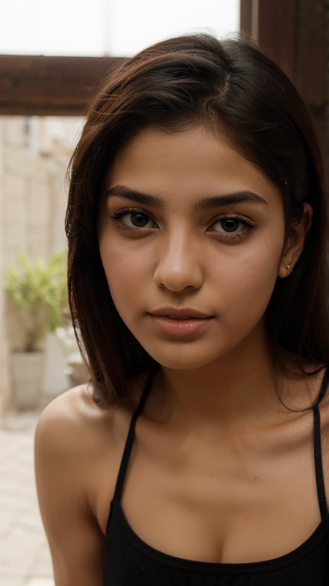 Foto RAW en secuencia, A photo of a 17-year-old teenager, ((selfie de la parte superior del cuerpo)), rostro detallado, tomas de fondo detalladas y ligeramente desenfocadas, luces naturales, HDR, foto realista, profesional photography, visible para el espectador, apariencia sexy, fotorrealista, linda, piel natural, 8k UHD, alta calidad, Film grain, Fujifilm XT3