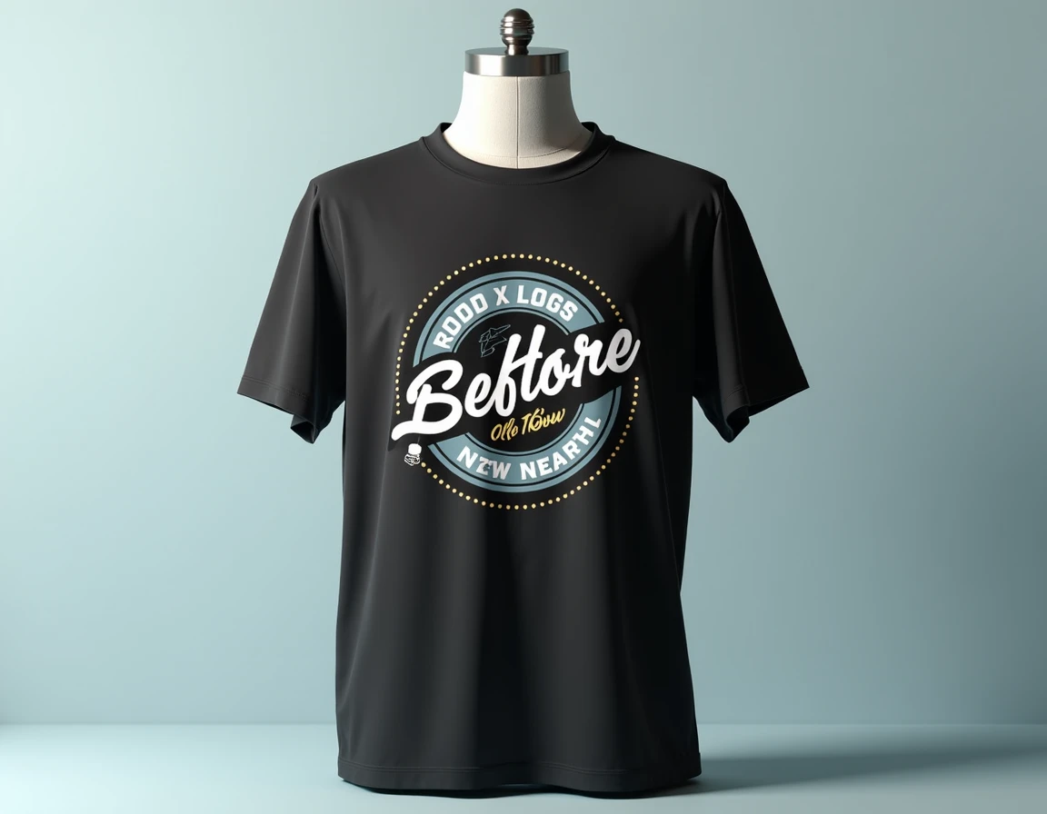 create a logo for a clothing brand, let it be called "T EOBRAND", underground style and the lettering is large and clear, with bright colors and striking background, with a single t-shirt in 3d