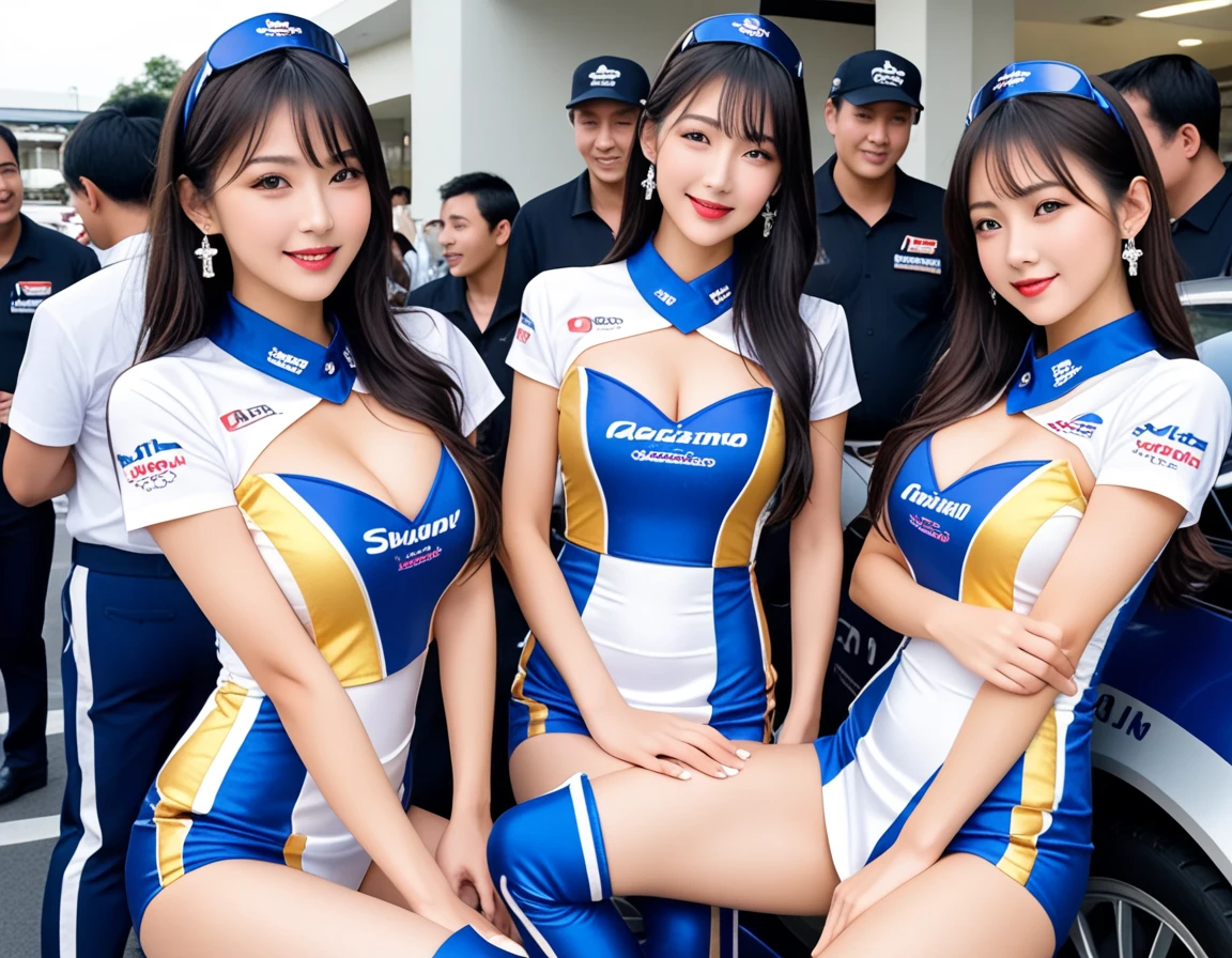 Realistic Rendering with Unreal Engine 5, Random Pause, (Behind the scenes of AV filming at the Motor Sどうやって venue:3.0)、(Men only:2.0)、Race Queen、Uniform with sponsor logo Red ultra-high leg uniform、Earrings、performance 、Exquisite beauty、(Embarrassed look:1.8)、(Performance:1.5)、Beautiful Face, Slim model body shape, Huge , Oil, Beautiful feet、(Tight-fitting car racing suit:1.8),(太ももまでのRace Queenロングブーツ:4.0)Spread your legs、)、Spread your legs、Wet and shiny body, Colorful Hair, (((Brown skin beauty))), camera、(Behind the scenes of AV shoot:3.0)、(Surrounded by a lot of old people:3.0)、、Laughter、(Breastfeeding through clothing:1.1), Are standing、 line、(Browsing Caution:1.1),(masterpiece, 最high quality:1.3) (Surreal:1.35) (Realistic:1.45) (Skin with attention to detail) high quality, Browsing Caution, (Multiple penises, Surrounded, some boys:1.4) , Japanese Girls, 24-years-old, Expressive eyes, Perfect Face, (fix makeup) (lipstick:1.1) . (Black Hair), , break slender, Big Breasts, (Nipples:1.2) (perfect Nipples:1.2), (Dark Skin:1.4), (Oiled and shiny body:1.3), Spread your legs, (、Old men line up around a woman:1.3、break(At the hotel :1.5), Earrings、(Racing Girls 1.7),A feminine, form-fitting blue and white metallic miniskirt lift with sponsor logo :2.0), ((Luxury hotels have spaces for sex。:1.5), (Big Breasts少女がベッドの上で衣装を着たまま老人男性数人にレイプされている.:1.5), (Racing Girls' girlfriend is a prostitute here who prostitutes herself to old men.:1.4), (She has gentle sex:1.4), (The girl is a 20-year-old racing girl with a tall, slender model body.:1.8), (彼女の体はとてもスリムでBig Breastsで魅力的です.:1.4), (Her outfit in Racing Girls is as feminine as. : 1.5), (She has blonde hair tied back to one side :1.5), (A feminine, form-fitting blue and white metallic miniskirt lift with sponsor logo :1.8), (Blue and white metallic miniskirt lift with sponsor logo that fits snugly around the hips and thighs :1.8), (太ももまでのRace Queenロングブーツを履いた彼女の脚は美しい. :1.5), (feminine accessories :1.5), (Heavy makeup and nail art : 1.5), (High heels with straps : 1.3), (The above costumes do not apply to men..:1.8), (Everyone except her is wearing men's clothes. : 1.5), (Two older men on either side of her are groping her. :1.6), (She is captured and sexually harassed by older men. : 1.7), (Korean office worker : 1.6), (She is being threatened by old men.:1.5), (There are BDSM paraphernalia in the background.:1.3), (Old men lay women down、Fucking her roughly with his dick., Penis inserted into pussy, Spoon pose sex:2.0), Leg lift, She feels pain, Her leg side、