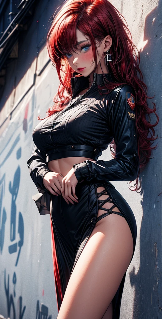 (((masterpiece:1.4, Best Quality:1.4, 8K,))), ultra high res, Physically Based Rendering, Portrait, ultra Beautiful Sexy Woman, 24yo, Detailed large eyes, detailed thin eyebrows, Highlights in the eyes, no makeup, (red hair, Long straight hair with curled ends, hair behind ears, Hair flying in the strong wind), Highly detailed facial and skin texture, Clear focus:1.2, perfect style body, Slender beauty:1.4, ((gigantic breasts:1.7)), Slim abs, narrow waist, Clear facial features, (smile), (sleeveless turtleneck black sweater:1.5, cropped, underboob:1.2, plaid pleated miniskirt:1.4, skirt lift:1.8, black stockings:1.2, no panties:1.4), slim and long beauty legs, ((standing with spread legs:1.4)), (detailed beautiful pussy exposed:1.4, pubic hair:1.5), looking at viewer, ((night view scenery, starry skies:1.4, backlit)),