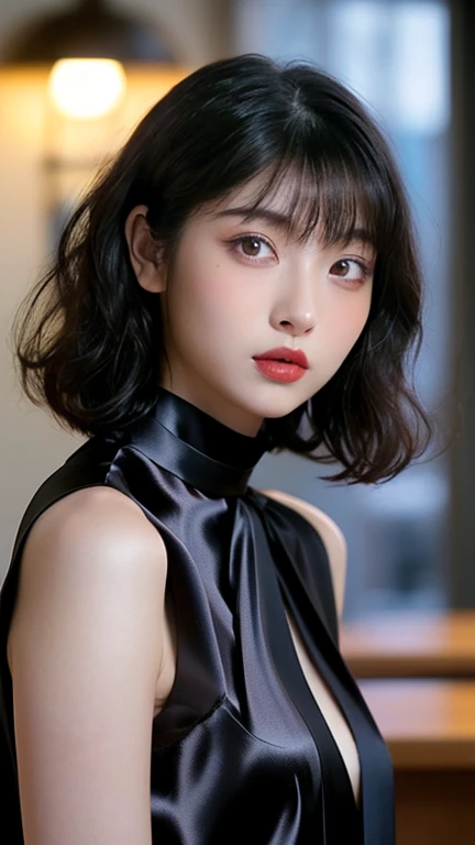 Beautiful pictures (N4T3mm:0.99), a woman as a movie star, Turtleneck sweater, (Pantslovy Premier Gala, Dark moody atmosphere (masutepiece:1.2) (Photorealistic:1.2) (Bokeh) (Best Quality) (Detailed skin:1.2) (Intricate details) (during night) (8K) (nffsw) (Cinematic lighting) (Sharp Focus), (Looking at the camera:1.1), ((closeup portrait:1.2)), (earrings), colorful outfit
