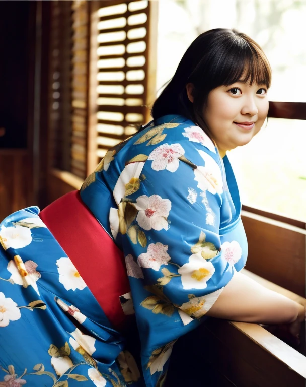 ((8K)), highest quality, 超High resolution, (surreal)、(High resolution), 1 girl, ((yukata)), Kyoto, Overweight, extremely fat, ((Chubby))