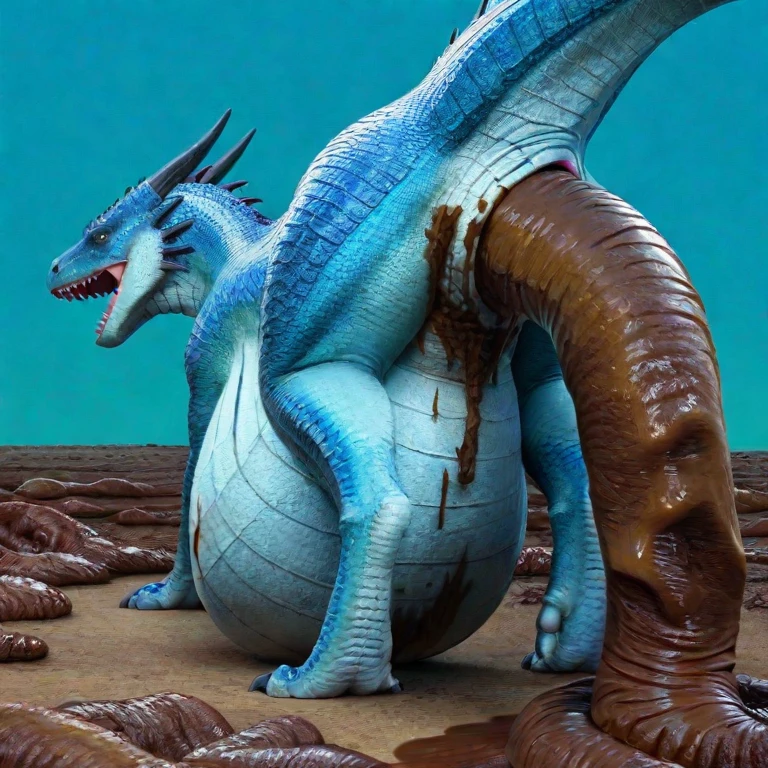 feral dragon huge anal hyper, gaping anus, excessive anal juice, anal leaking, penis, best quality, realistic, cute, rear view, lying on side