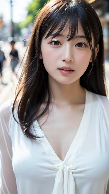 (Photo Real:1.4), (hyper realisitic:1.4), (Smooth lighting:1.05), 1 girl, (sad:1.4), neat and clean beauty, Close-up of the face, 22 years old, Soft lighting, Back lighting, (cheerfulness:1.2),  (Finest Real Textured Skins), Narrow-eyed, Super fine face, Gravure Idol Pose, glowy skin, retinas, Anatomically correct, acurate, Super Detail, Textured skin, High quality, high details, Best Quality, High resolution, Silk Blouse