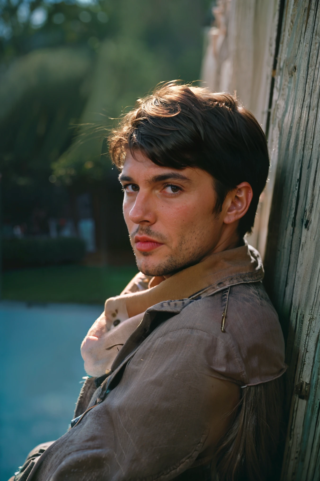 wide shot, natural light , analog film photo , kodachrome ,handsome man