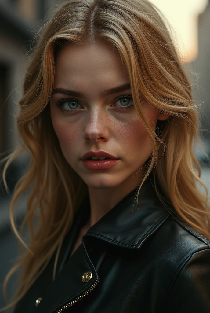 ((photorealistic)), Photo, 32K, UDR, (Ultra detailed face and eyes: 1.2), (pale skin), (Cinematic shot). (Slender European girl 25 years old), frowns, ((Eye makeup, mascara, long eyelashes)) , (detailed lips), (blonde wavy hair), big breasts, In Lifchik, (ultra detailed leather: 1.3). Photo to the waist, close to the camera, low lighting, (Shallow depth of field, bokeh). Light atmosphere of the frame, ((granularity)), ((Bloom, flare, rays)), Ultra detail,
