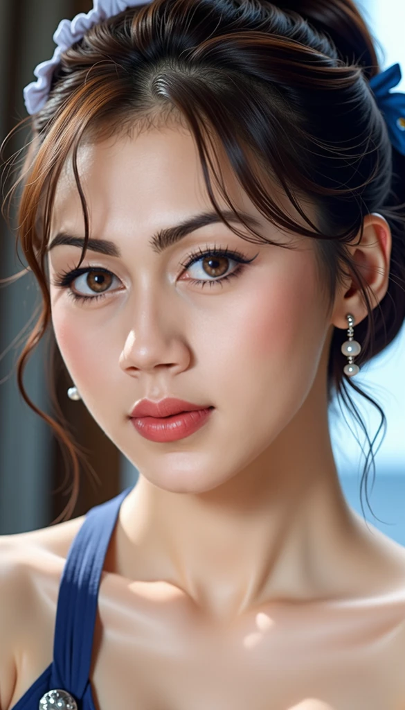 Fashion model 25 years old [[[[close]]], [[[[chest]]]], [[[[head]]], [shoulder]]]]], perfect eyes, perfect iris, perfect lips, perfect teeth, perfect skin, soft front light, shine, HDR, (soft colors: 1.2)、fashion show