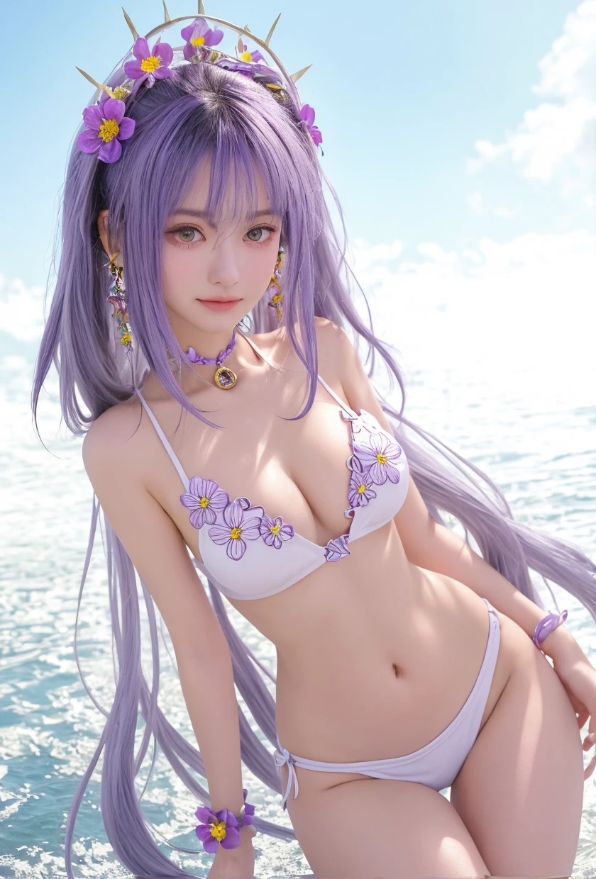 Masterpiece, best quality,1girls, light purple hair,cowboy shot,(white micro_bikini:1.2), curly_low_twin_tail_hair,light smile,eat_shaved_ ice,eyewear,(dynamic pose:1.2)
Beach,(curvy:1.2),