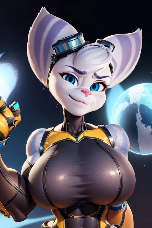 score_9, score_8_up, score_7_up, score_6_up, score_5_up, score_4_up, source_furry,BREAK,detailed face eyes and fur, extreme detail, dynamic lighting, realistic, surreal, complex, 8k wallpaper, ultra 8k, stunning quality, defined features, cute and adorable, detailed face, detailed eyes, cute, female_solo, female, anthro,(three-quarter portrait:1.5) forest, trees, (determined expression:0.7), happy, Anime Furry, headshot, cowboy shot,(huge muscles:1.2), (huge breasts), (Muscular female:1.2),Rivet_(Ratchet And Clank),Pigeon Blue Stripes, Light Blue Eye,White Hair Tuft, Bushy Ra, powerful walk,