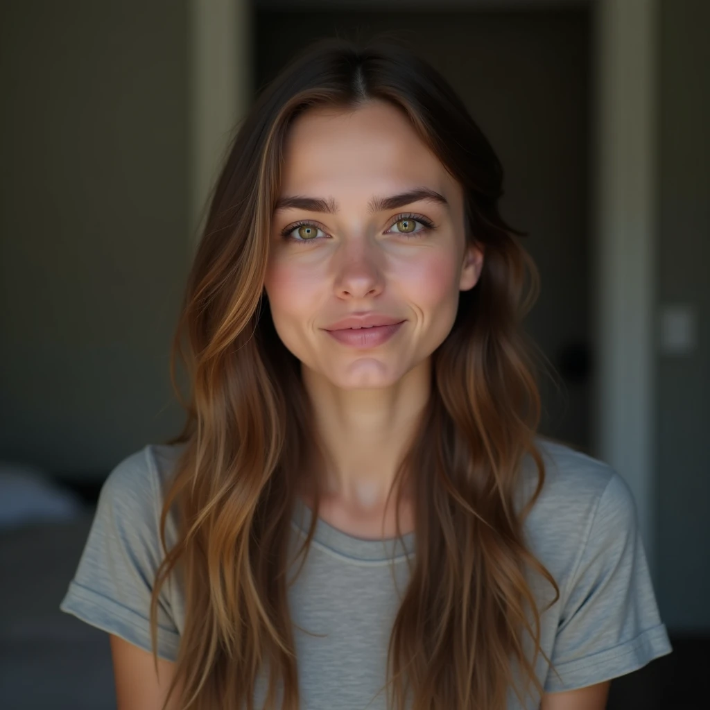 1girl, far from camera, (24mm wide angle lens:1.5), (medium cowboy shot), (side view:0.9), (young Arianna Grande aged 18), (candid), (casual), fun, excited, happy, (cute), joy, soft lighting, backlit, younger, extremely tall teenager aged 18, (extremely long torso), (extremely long neck), (skinny), (arafed), (slim), symmetric eyes, (large head:1.2), coffee shop, trendy, latte, busy, barista, diverse people, symmetric breasts, long-sleeved heavy turtleneck knit sweater, plain long cotton skirt, (auburn hair), (huge colossal gigantic sagging breasts), (big flowing extremely long wavy hair), bangs, making coffee, jaw dropping beauty, gorgeous beautiful woman, (dimples:1.25), freckles