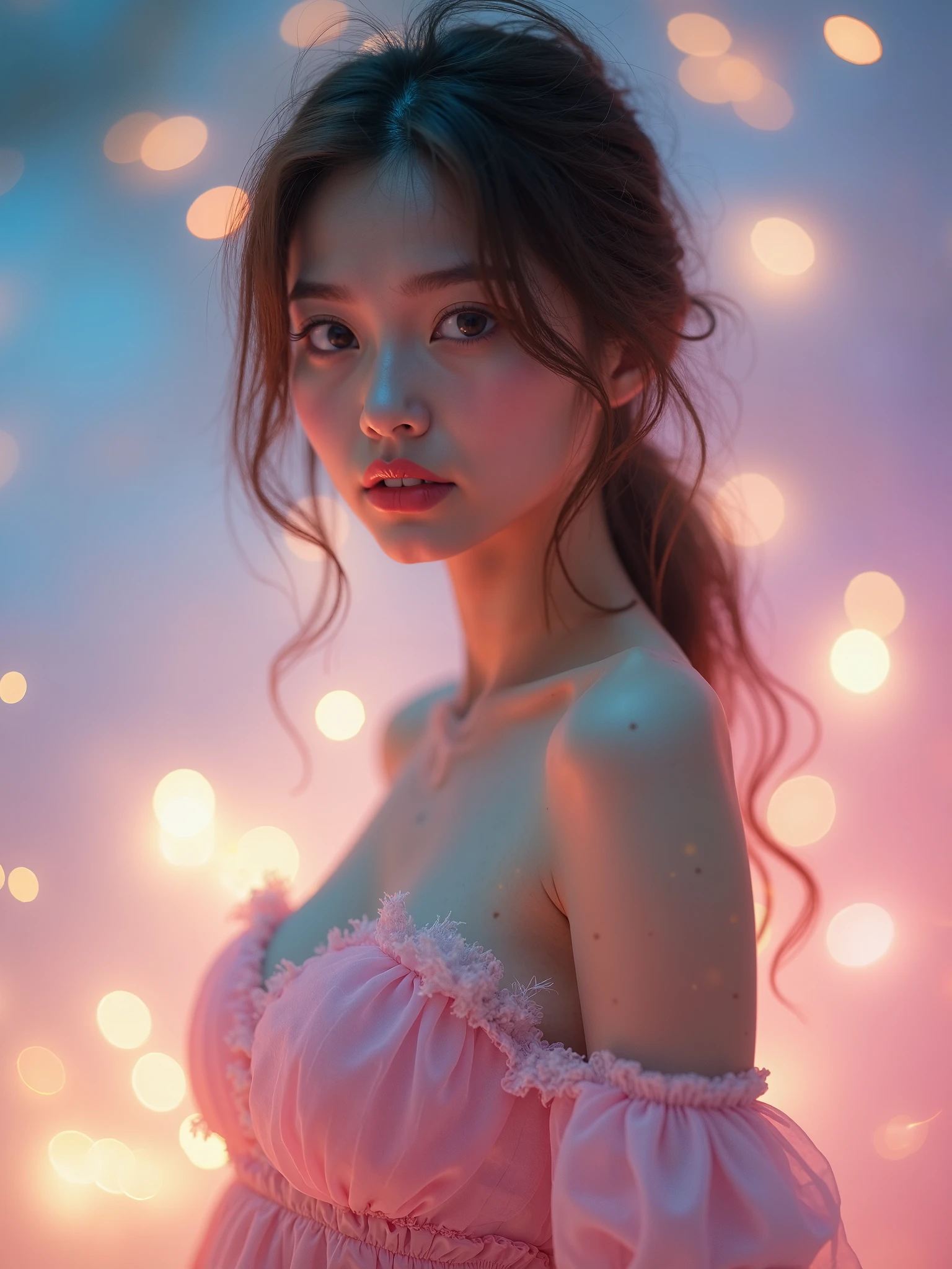 masterpiece,excellent quality,Like a mirror,cinematic experience,Extremely detailed,absurd),8K,wallpaper,(Ray Tracing),Physically Based Rendering,Super Fine,Narrow your focus,rest(1 Japanese、Japanese baby face,cute,Beautiful women),(Star:2.0),(Pretty Face),(beautiful eyes),(Perfect eyes:1.6),(Radiant Skin:1.2),(Feel free to hairstyle),(Random hair color)rest,(Super high leg jumpsuit:2.0),(Extra large breasts),(Sexy thighs),(function),(plump),(front:2.0),(whole body:2.0),(look at me),(Detailed hands:2.0),(Beautiful female hands:2.0),(Portrait of a goddess,Cosmic aura,Space,rainbow particles,Diffuse reflection of light),(彼女はゆったりSpaceに浮いている:2.0)