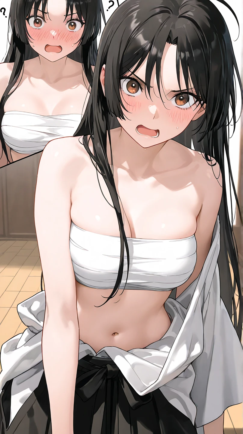 with a loose shirt showing her small breasts, sideboob, Ahegao face