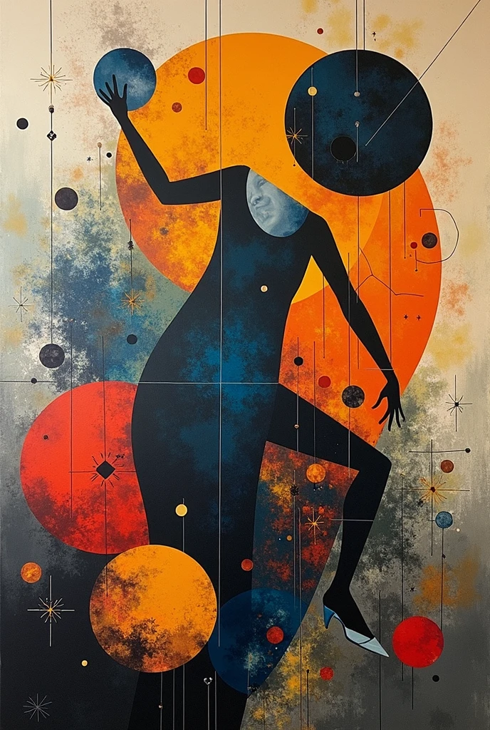 A dynamic and colorful poster with a central human figure in a symbolic pose. The figure should be rendered in a bold, expressive style with a touch of caricature. The background should be a vibrant composition of geometric shapes and organic forms. Use a limited palette of contrasting colors for maximum impact. Include a subtle hint of social commentary relevant to a modern audience. Finalize the image in the style of Waldemar Świerzy.