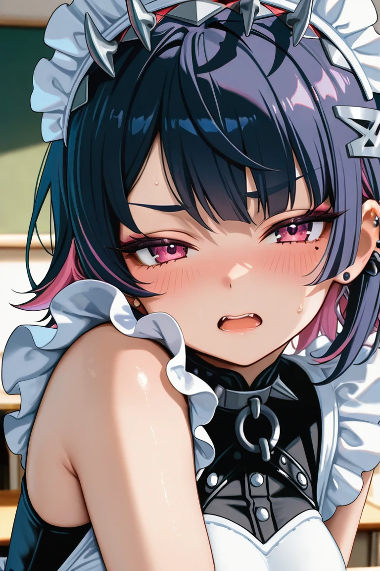 (masterpiece), best quality, expressive eyes, perfect face, baby face, wet body, wet hair, crying a lot, angry, two-tone hair, twintail hair, Children junior girl,
medium breasts, color maid Halloween, See-throu, open mouth, open bra