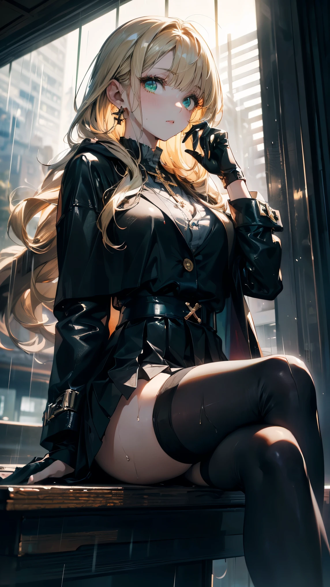 masterpiece,(bestquality),highlydetailed,ultra-detailed,pale,sexy, curvaceous figure, (blonde hair), alluring blue eyes, mischievous smile, (black leather catsuit), (mysterious mask), (glowing red heels), (dangling diamond earrings), (silk gloves), (luxurious jewelry), (nighttime), rooftop chase, stealthy movements, (gleaming silver lock-picking tools), (flickering streetlight), (city skyline), hidden in the shadows, (bright moonlight), (shimmering golden necklace), (diamond-encrusted tiara), (glistening silver handcuffs), (elaborate heist plan), (precision tools), (sleek and silent getaway car)