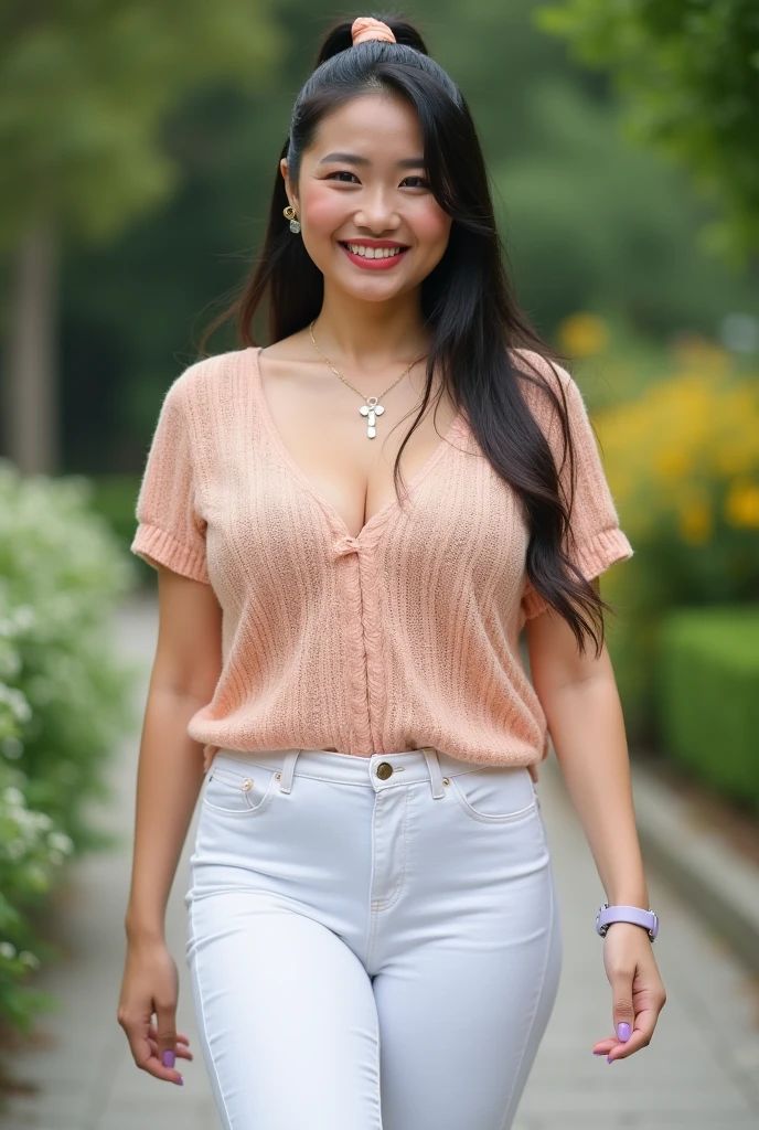 Young beautiful sweet Bogor city girl, 25 years old, mixed descent from sundanese and Javanese, slim body, nate medium long hair with a bangs, georgeus sweet face, sassy office girl, siting cheerful open wide legs on chair at her boss's back yard in the fresh sunny morning, sun shine spoting to all her body, very realistic body, very detail face, she is an office lady, sweet cute seducing smiling, being seducing her boss to start making love now, best detail high quality girl, wearing white very thin panty under her clothes exposed, wearing white Lace bra under her cloth, wearing white thin long sleeve see through all buttoned office dress, wearing blue thin see through transparent knee long folded up skirt, wearing expencive office lady shoes, wearing expencive belt, sun shine spoting all her body through the cloth, very detail, very realistic, carry an expencive office bag, wearing an expencive hand watch,