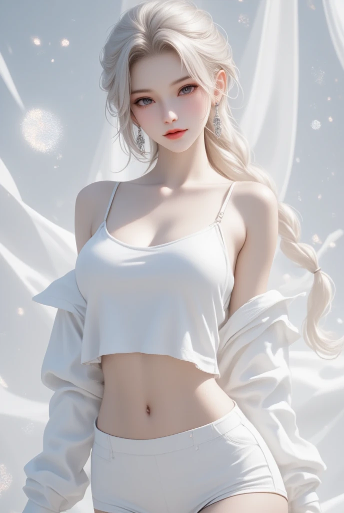 ((Masterpiece, Highest quality)), Detailed face, CharacterDesignSheet，full bodyesbian, Full of details, Multiple poses and expressions, Highly detailed, Depth, beuaty girl，off-shoulder sweater，Lace，lacepantyhose, High Balance, Overhead halo，Natural light，amarelo
