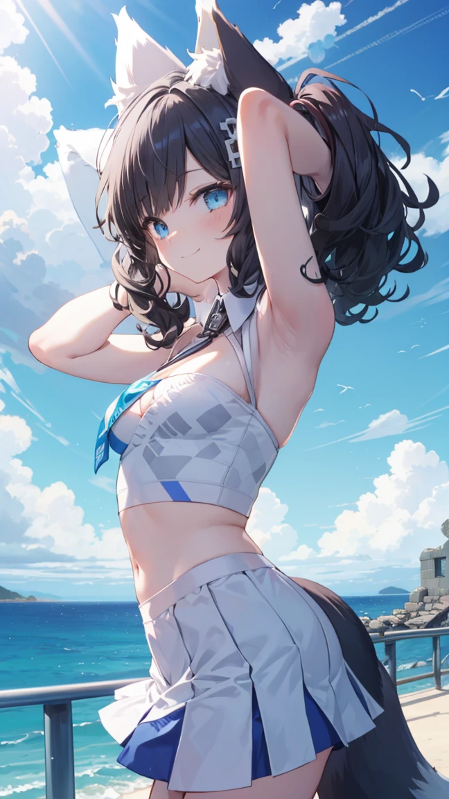 (masterpiece), (best quality), (ultra-detailed), photorealistic, (best illustration), (an extremely delicate and beautiful), 1girl, solo, detailed scenery, radiant beach, blue sky, white cloud, kcshigurek3su, cowboy shot, leaning forward, finely detailed iris, detailed eyes, side-tie bikini bottom, hair ornament, hair flaps, single braid, brown hair, straw hat, hat flower, front-tie bikini top, black necktie, collared shirt, see-through, blue bow, light smile, short sleeves,
Very Fine Eyes Very Fine Face、Insanely detailed body、Extremely fine skin, very elaborate hair ornament, Precisely shaped body and hands Wet Transparent Shirt