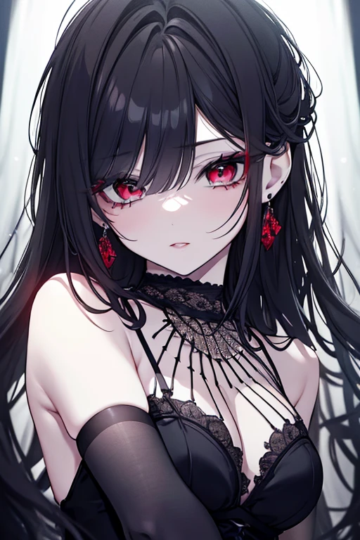 vampire girl, gothic attire, looking at the viewers