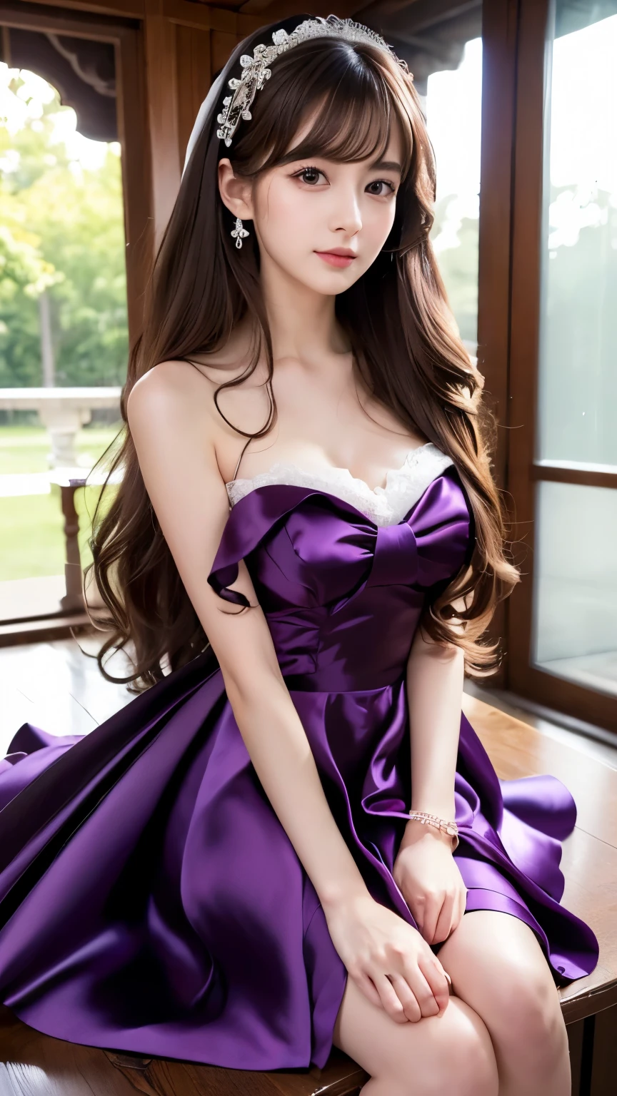 A young lady wearing a random color formal dress、
