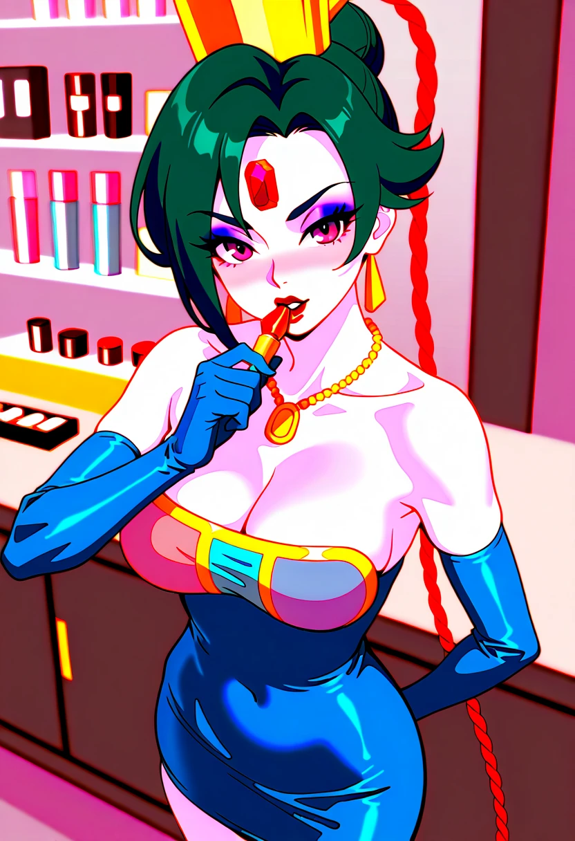 a girl, Saiyan, white spiky hair, green eyes, ripped muscles, thin waist, wide hips, dark skin color, medium breasts, no clothes, naked, pussy, bobs, legs raised, exhibitionist, genitals sample, pussy, legs open. getting blowjobs from another girl, sucking the girl's pussy, sucking, rubbing her tongue on her pussy, sucking her pussy