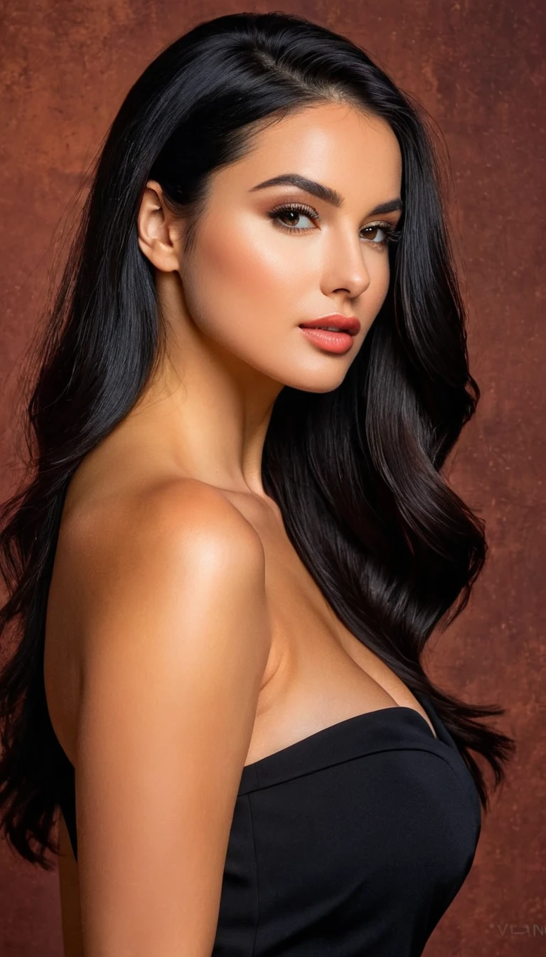Lucy Pinder, facial portrait, Red Lipstick, Smiling, Black hair, Straight long hair, long Sleeve T-Shirt, tshirts, big white pearl earrings, masutepiece, award - winning photo, Extremely detailed, edgOrgasm, Woman with mouth open, Skin shiny with sweat, Face Focus, Illumination that emphasizes shiny sweat{{{Spread }}}, A dark-haired, sticking out tongue, opened up mouth, tongue out