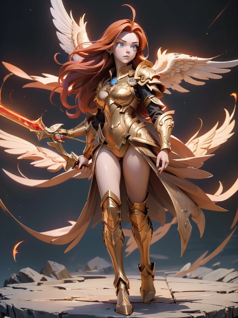 Masterpiece, 4k, high resolution, snowy mountain tops, mountain tops in distance, wind blowing, blizzard (vivid colors), (vivid colors in background)

BREAK

((red headed woman)), (long red hair flowing in wind), ((golden Valkyrie helmet)) ((helmet with wings)), golden breastplate armor, golden bracers on both arms, golden boots, golden undergarments armor, (one green AND one blue eye, ((golden spear)), ((petite body)), (small breasts), nice legs, beautiful face, long flowing red hair