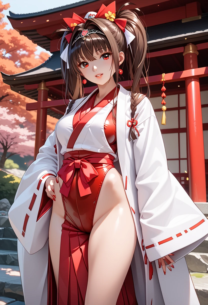 (Photorealistic:1.8, Highest quality:1.8,8K masterpiece:1.8,High resolution,Mastepiece:1.8,RAW Photos,Cinematic lighting)、Crescent moon background shining in the night sky、A beautiful woman with full body tattoos、Butterfly and flower tattoos、
Dark Brown Hair、Light brown eyes、D cup size breasts、（Long Hair、Updo Style、Updo、Hair Bun）、A look of deep sadness、(Highly detailed beautiful face)、(A super mini kimono with a beautiful and cute orchid-style floral pattern:1.5、choker)、(Shoulders bare:1.3)、Bare thighs、Beautiful fair skin、Open your mouth a little、Standing posture、Obscene random poses、Japanese Kimono、barefoot、Black Pink Jenny&#39;s pause、Thick pubic hair、Plump、Genitals are visible、Angle from below