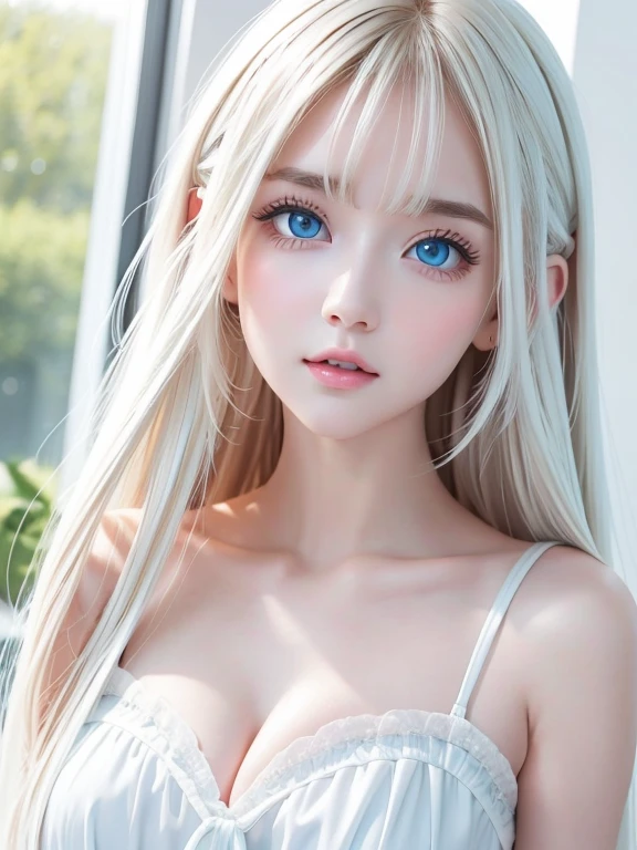 Her blonde hair blowing in the strong wind gets in the way of her cute face..、bangs flowing between the eyes、sexy big breasts、14 year old cute little beautiful face、Shining bright straight super long blonde hair、Long smooth bangs that cover between the cute and beautiful eyes、too long straight silky hair、sexy and cute beautiful young girl、clear, white and shiny skin、shiny skin、beautiful face、cheek gloss highlight、Beautiful pale blue eyes that shine so brightly、very big eyes、small face beauty、perfect beauty、