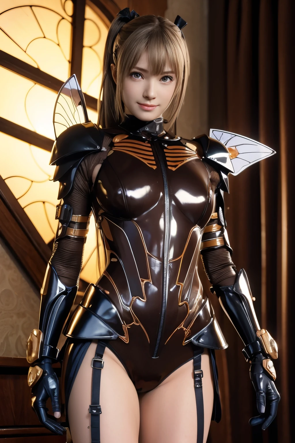 (high resolution,masterpiece,best quality,extremely detailed CG, anime, official art:1.4), realistic, photo, amazing fine details, all intricate, gloss and shiny,awesome many layers, 8k wall paper, 3d, sketch, kawaii, illustration,( solo:1.4), perfect female proportion,villainess, (fusion of dark brown cockroach and lady:1.4), (brown cockroach form lady:1.2), (brown cockroach lady:1.2), (fusion:1.2), (solo:1.4), (evil smile:1.2), muscular, abs, (cockroach brown exoskeleton bio insect suit:1.4), (cockroach brown exoskeleton bio insect armor:1.2), (brown transparency cockroach wing:1.4), (brown cockroach antennae:1.3),