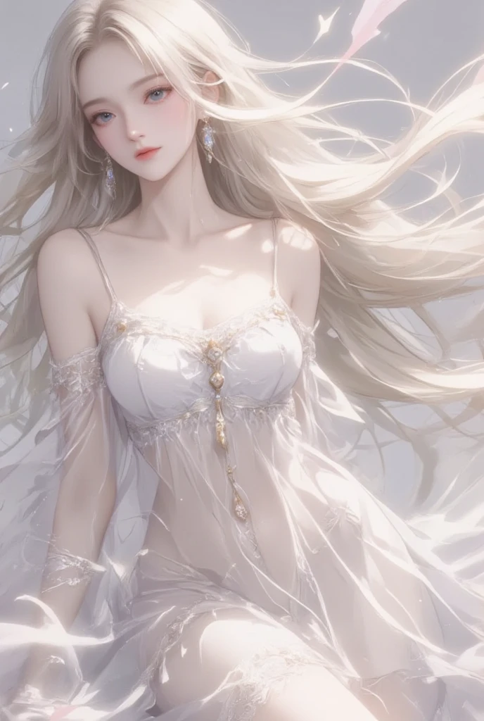 1girl,blonde hair, green eyes, tied hair, long hair, white dress, anisphia,<lora:anisphiaWynnPalettia_v2:0.8><lora:style_BSR:1>