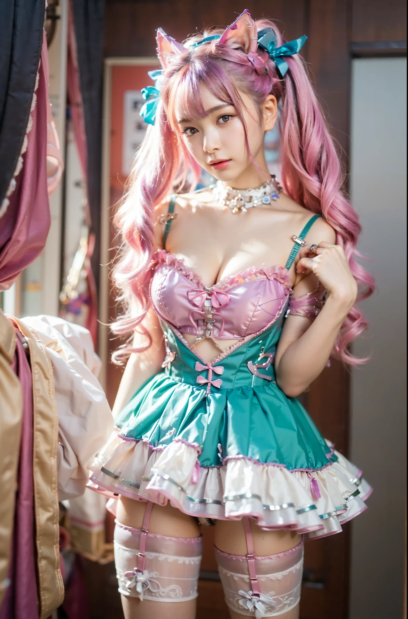 (Completely live action:1.37), (Amazingly realistic textures:1.37), (masterpiece, best quality:1.2), (8k uhd, 16k, 32k, ultra high res), amazingly realistic skin, amazingly realistic photo, superrealism, (photorealistic:1.37), (RAW photo), ultimately realistic, (ultimately realistic all details), (ultimately realistic all textures), super realistic lighting, super realistic shadow, (japanese girl:1.5), ((young face)), smiling, happy, super realistic face, ultimately realistic skin, ultimately realistic eyes, (mascara:1.35)ultimately realistic background, ultimately realistic detail up, kkw-ph1, ((drooping eyes, cyberpunk-style cyborg girl, amazingly intricate details, Anatomically perfect hands, mechanical body, Acrylic coated body, blue metallic color, ultra glossy texture, purple hair))