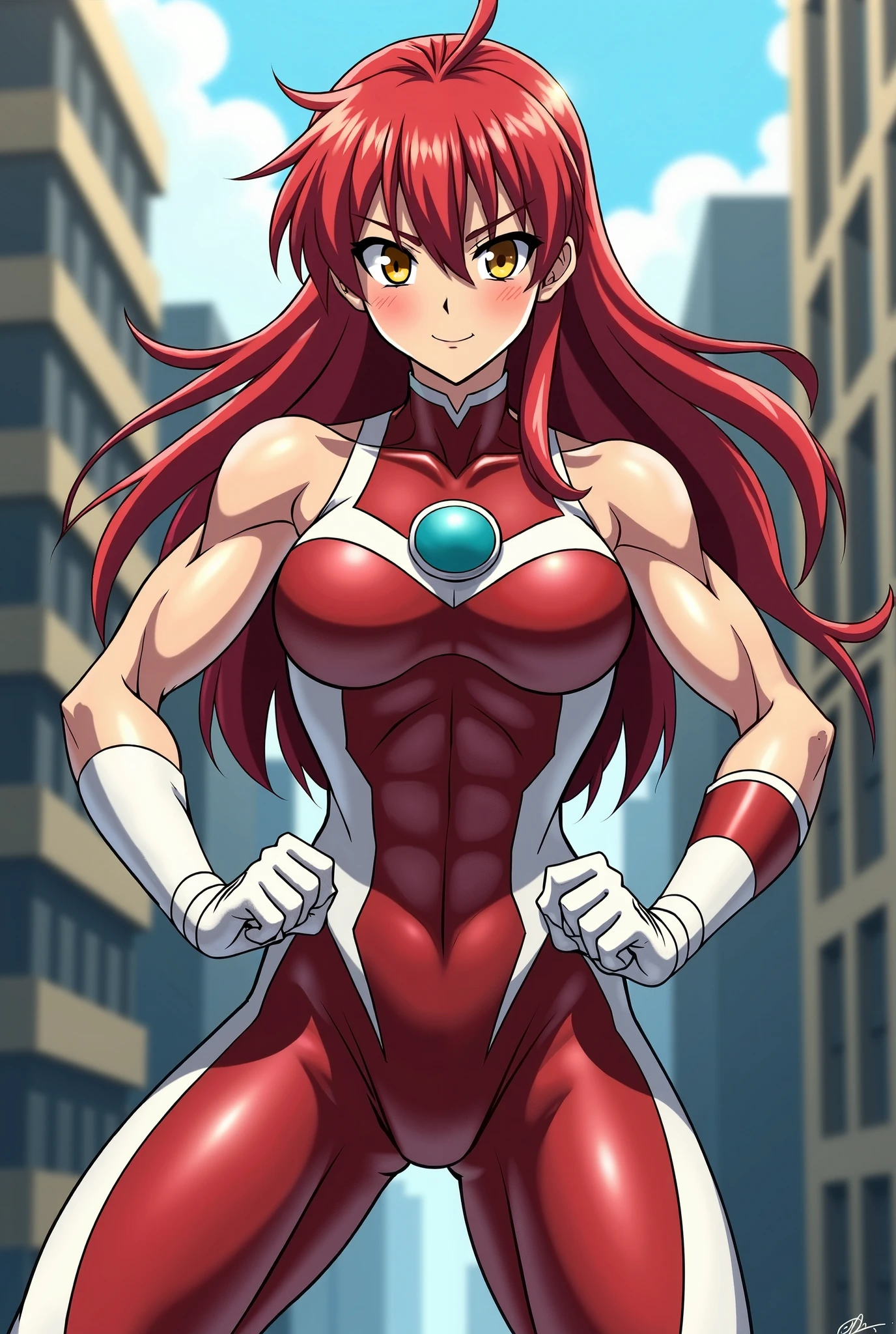 Aur-Urah, the Light Fairy, red hair, aura, muscular male, light body, full body, pants, armor, pullover, gloves, full clothed, solo focus
