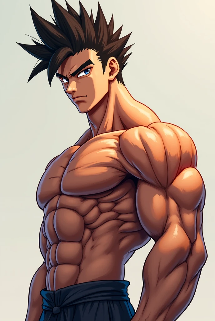 muscular boy,Alone, shirtless , idiot ,standing, train , soft shading , mbbbbb ,  , rubio, Blue eyes