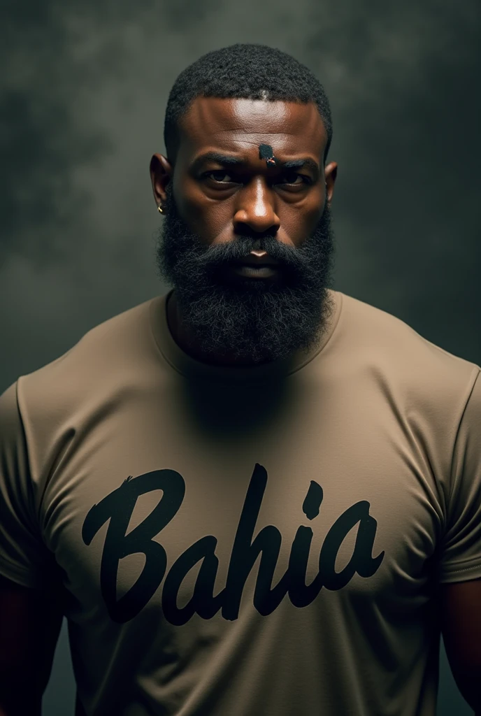Strong, hairy, bearded mixed-race man posing with white underwear with “GUAJIRO” written in large capital letters on the elastic of the underwear.