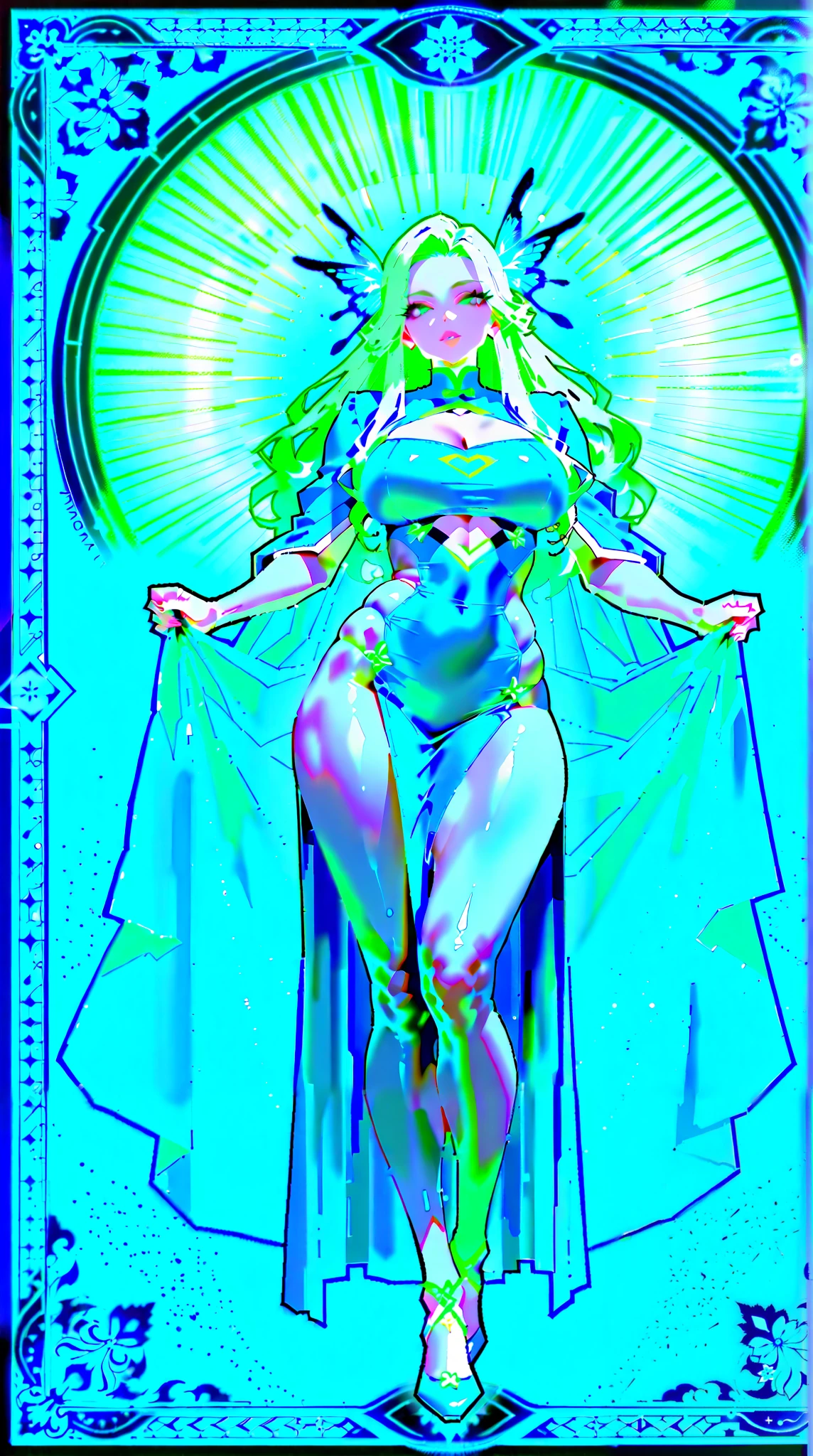 (masutepiece, of the highest quality, Best Quality, Official art, Beautiful and aesthetic:1.2), (1girl in:1.3), Extremely detailed,(Fractal Art:1.2),Colorful,highest details,(Zentangle:1.2), (Dynamic Pose), (Abstract background:1.5), (Congressional Dresses:1.2), (Shiny skin), (Many colors:1.4), Upper body, Thin gauze, Off-the-shoulder, blooming flower field, Glowing skin, lightsmile, Camel toe, Sexy, Bust, nakeness,From below,Ass Up wAIT