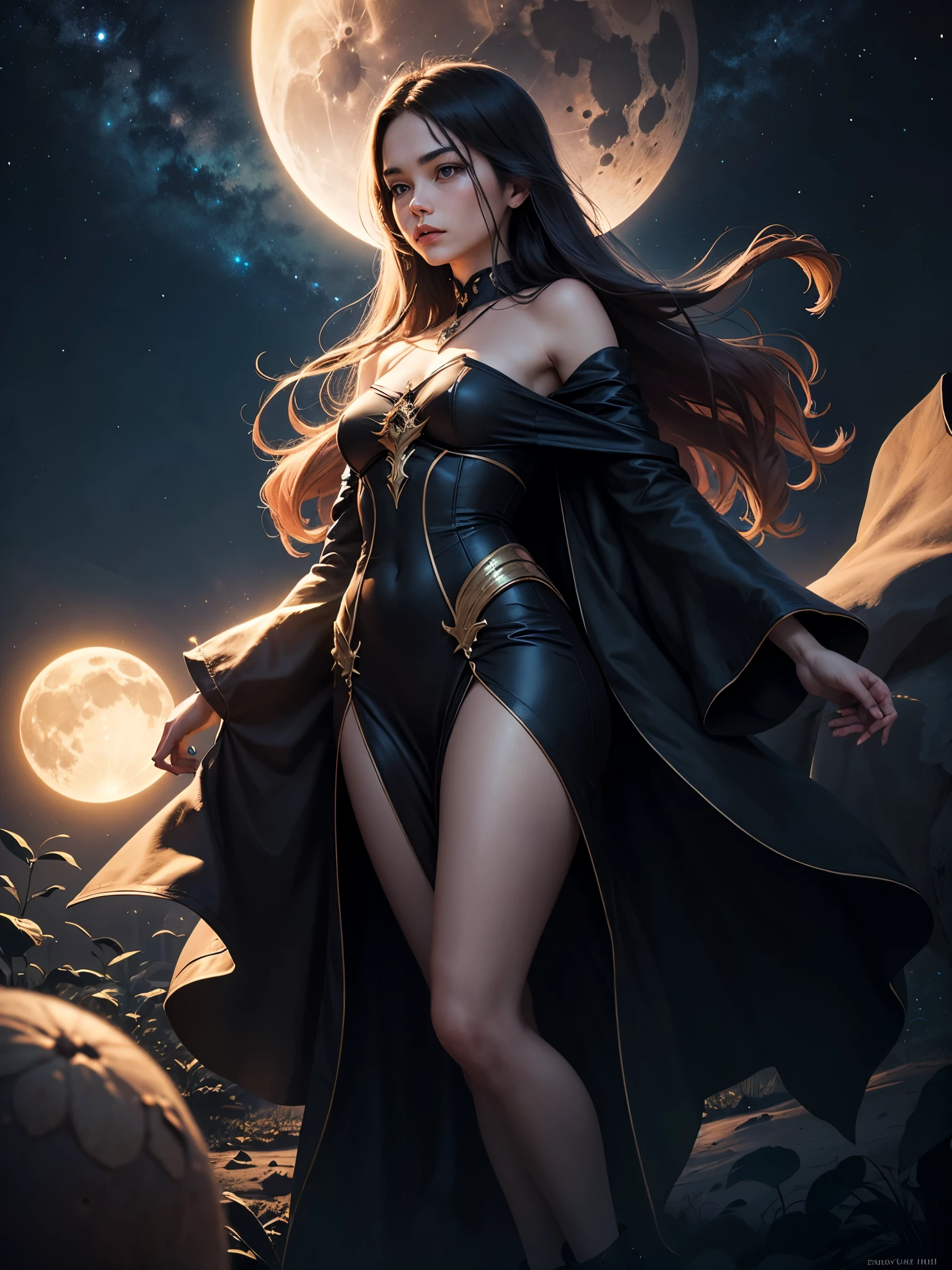 Best quality、tmasterpiece、A high resolution、fully body pose,1girll、Sheer silk porcelain dress、Full body like,Nice face、hair adornments、looking at viewert、ssmile、Long shirt、floated hair,hair adornments、choker necklace、jewely、long whitr hair、耳Nipple Ring、pretty face、Sexy body、Tindal effect、hentail realism、Shadow Studio、edge lit、bicolor lighting、(highdetailskin:1.2)、8K, Ultra HD、Digital SLR、softlighting、high high quality,Volumetriclighting,photore,High resolution 4K,8K,blur backgroun