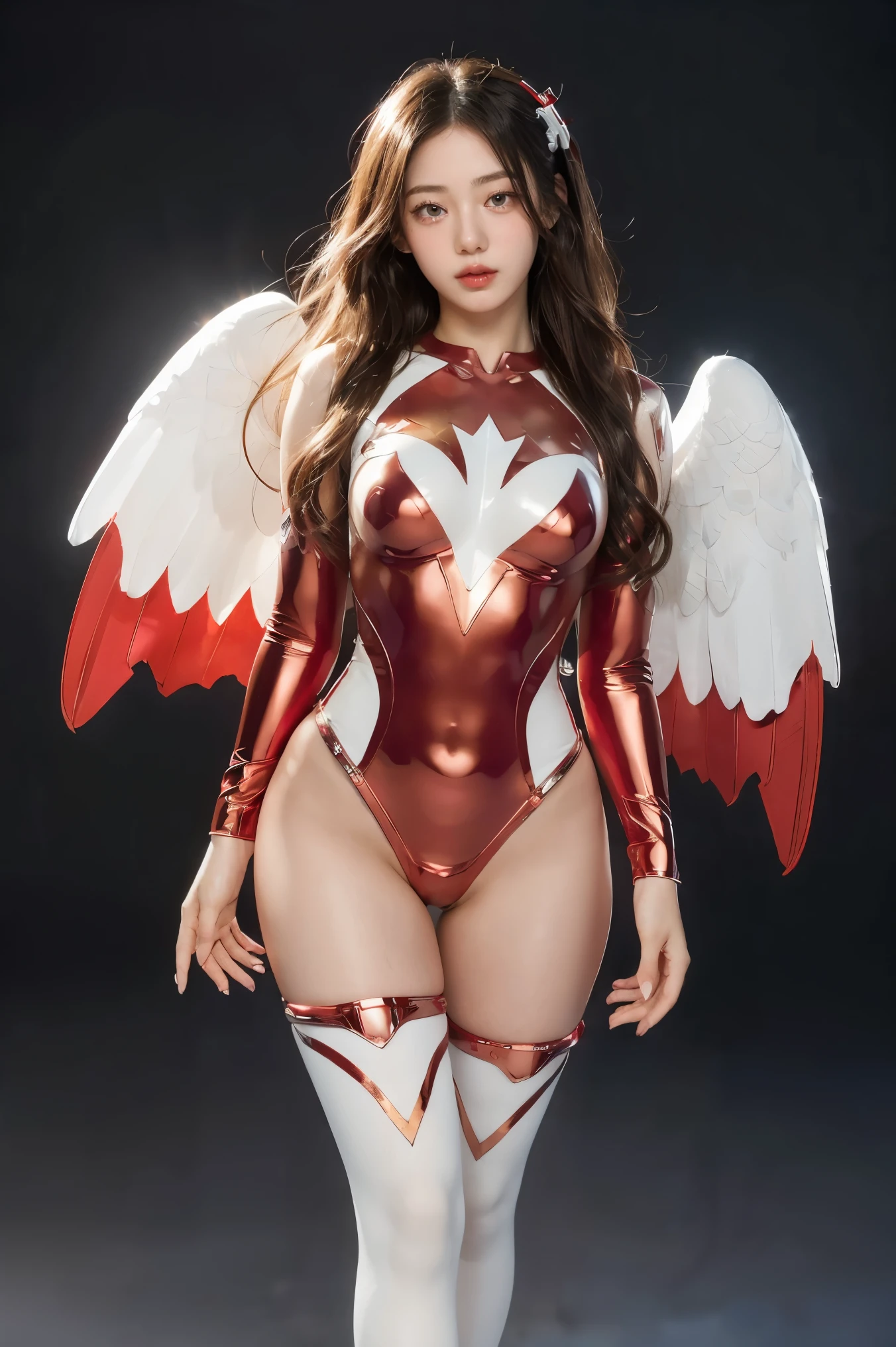 1 girl, Beautiful **-****-*** girl, Angelic, Full body figure、cute face, skirt,
detailed and beautiful eyes, Full body figure、
(Big eyes:1.3),long eyelashes,
(beautiful detailed face and eyes:1.4),
beautiful long hair, Beautiful smile,
(highest quality:1.2),
Raw photo,
High resolution, full body, standing,
perfect details,
professional photography,
professional lighting, (metallic red and white hero suit:1.3), super tight fit bodysuit, belt, huge breasts, beautiful feet, strong lighting on bodysuit,, sexy figure:1.2,