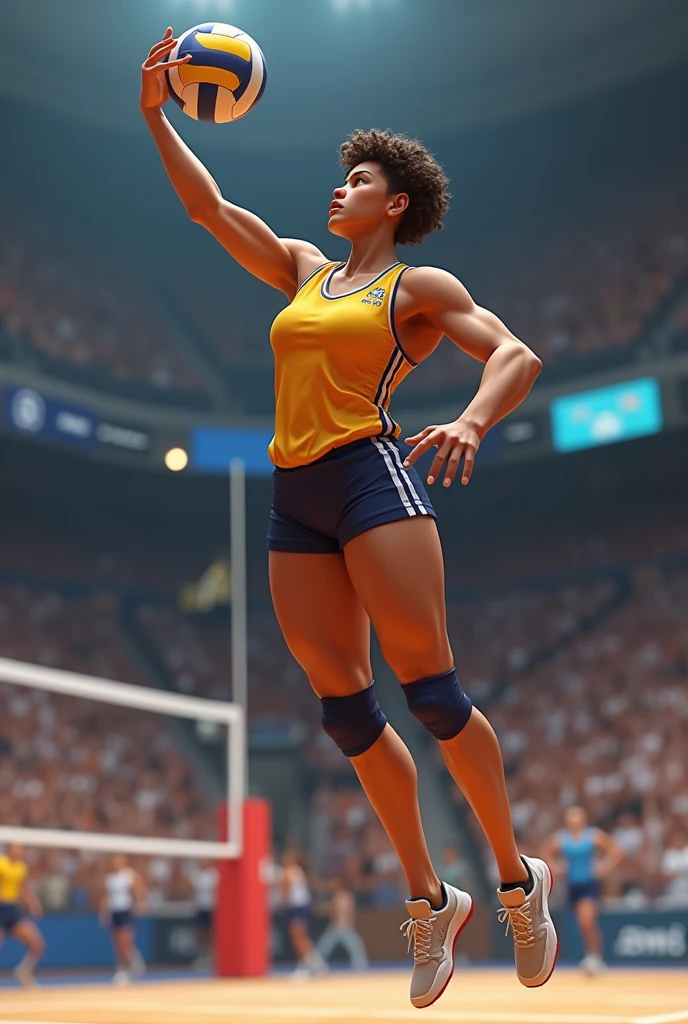 African-descent volleyball player to color