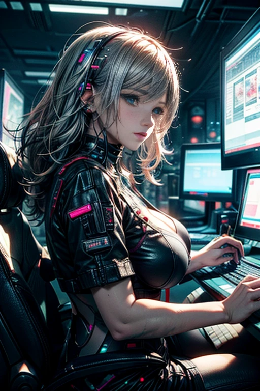 Ultra realistic detailed anime girl with stethoscope in her chest hyper realistic.