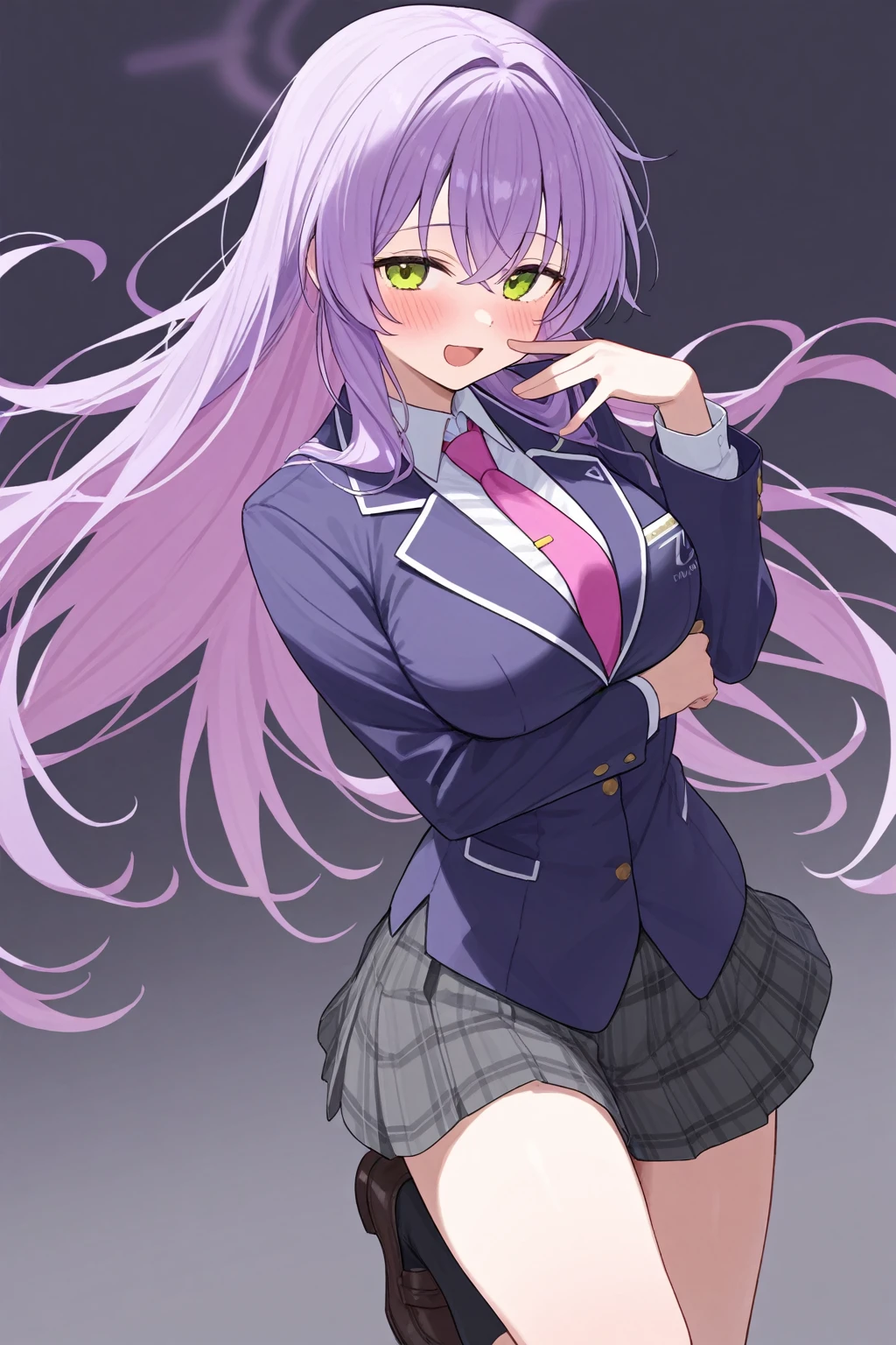 {{{NSFW}}},(masterpiece:1.2),(ultra quality:1.2),(ultra detailed:1.2),(ultra-high resolution:1.2),(very fine 8K CG wallpaper:1.2),Gentildonna\(umamusume\),{1 girl,beautiful girl,cute,smile,kawaii, lovely,blushing,playful expression},sharp focus,oily skin,beautiful detailed hair,glossy hair,(wear school uniform:1.5),(lying on the bed:1.2),wear long school skirt,perfect two legs,(spread two legs:1.2),(show-off-white-panties:1.3),five fingers,large breaths,wear black pantyhose,beautiful detailed eyes,jewel like eyes,violet eyes, (two hands behind head:1.1),open mouth,armpits, solo,beautiful navel,  looking at viewer,collarbone,earring