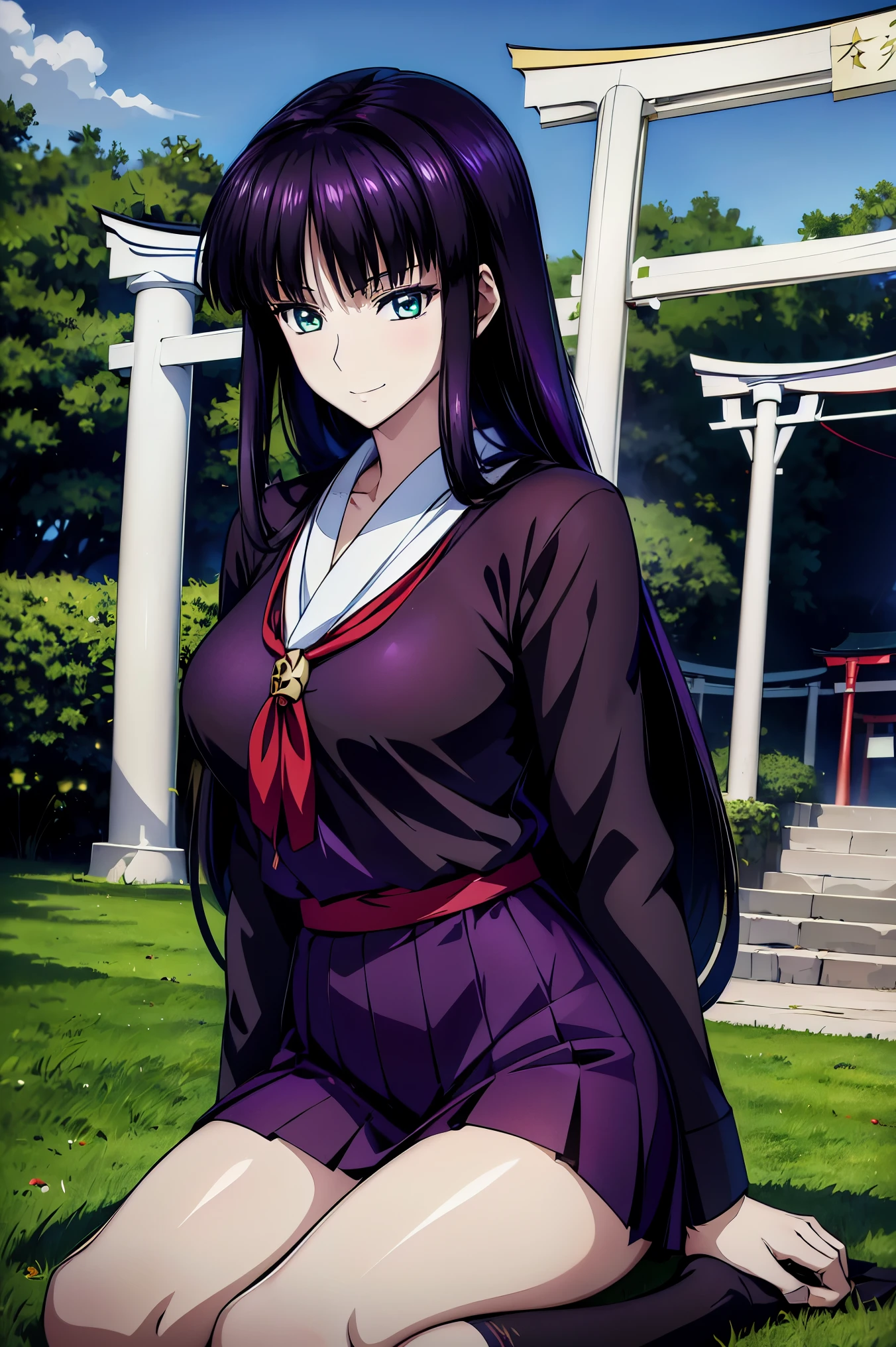 赤 purple hair, green eyes, eyes like jewels,((Priest))),(((shrine))),((( torii gate ))),(((Priest服))),Vermilion also ,Priest服を着た女の子,Connect UHD and 8k, 長い赤紫髪と green eyesをした anime girl , anime moe art style , 若い anime girl の接写, smooth anime cg art ,美しい アニメ high school students, anime moe art style , super real high school girl , Seductive Anime Girl , anime girl , 魅力的な anime girl , super real high school girl , Anime Girl , 8k uhd, high resolution, highly detailed CG , high quality shadows, Detail A beautiful delicate face in a black leather costume , Detail beautiful Delicat eyes,break(Ultra High Definition 8K Wallpaper ),(Highly detailed CG 8k wallpaper),Makima ( chainsaw man), skasaha (destiny/ Grand Order Required ),Reika Shimodaira , nothing , fluttering background {x} extremely delicate and beautiful CG illustration,最 high quality, Realistic Feeling ,Realistic Fabric, realistic texture,(((masterpiece))), (((最 high quality))),8k,32K,masterpiece, beautiful attractive anime woman , ultra definition , more details, high resolution, super real high school girl ,Masseter muscle area, 最 high quality, high quality, High Definition , high qualityなテクスチャ, high qualityシャドウ, high details, Finely Details,1 personの少女, high school students,Alone,I,Just One, alone,1 person, mature vibe ,Beautiful long legs, beautiful breasts, beautiful thighs, Tight Legs ,The beauty of the footstool, big breasts、 Slim waist,Mature body girl,赤 purple hair,赤 purple hair, purple hair,Blackcurrant colored hair,Silky smooth hair, colorful hair, Straight Hair ,smile,Happy Smiling , lively expressions,かわいいsmile,Cool Beauty, beautiful woman, pretty face, Beautiful realism, seductive look , Bewitching looks ,Quiet look, beautiful hair,smile, colorful eyes, green eyes,Jade green eyes, beautiful eyes, bright eyes,Delicat eyes, Jewel Eyes ,Jade Eyes, droopy eyes ,((( green eyes:1.5))), enchanting face ,8 heads, statue :171cm,彼女は首に necklace身に着けています, necklace, ビーズ necklace ,Magatama Accessories,smile, enchanting face ,Model Photo, high details, 【Contemporary, Romanticism, realism, Hyper- realism, cinematic lighting that grabs his body, ray tracing, Fuji Color, ((( Cowboy Shots))), 8k, more details, accurate, 最 high quality, , more details, standing, wearing clothes ,Winter Sky,blue sky, Witch Uniform, kimono, kimono, socks,Hakama,red hakama, white japanese clothes