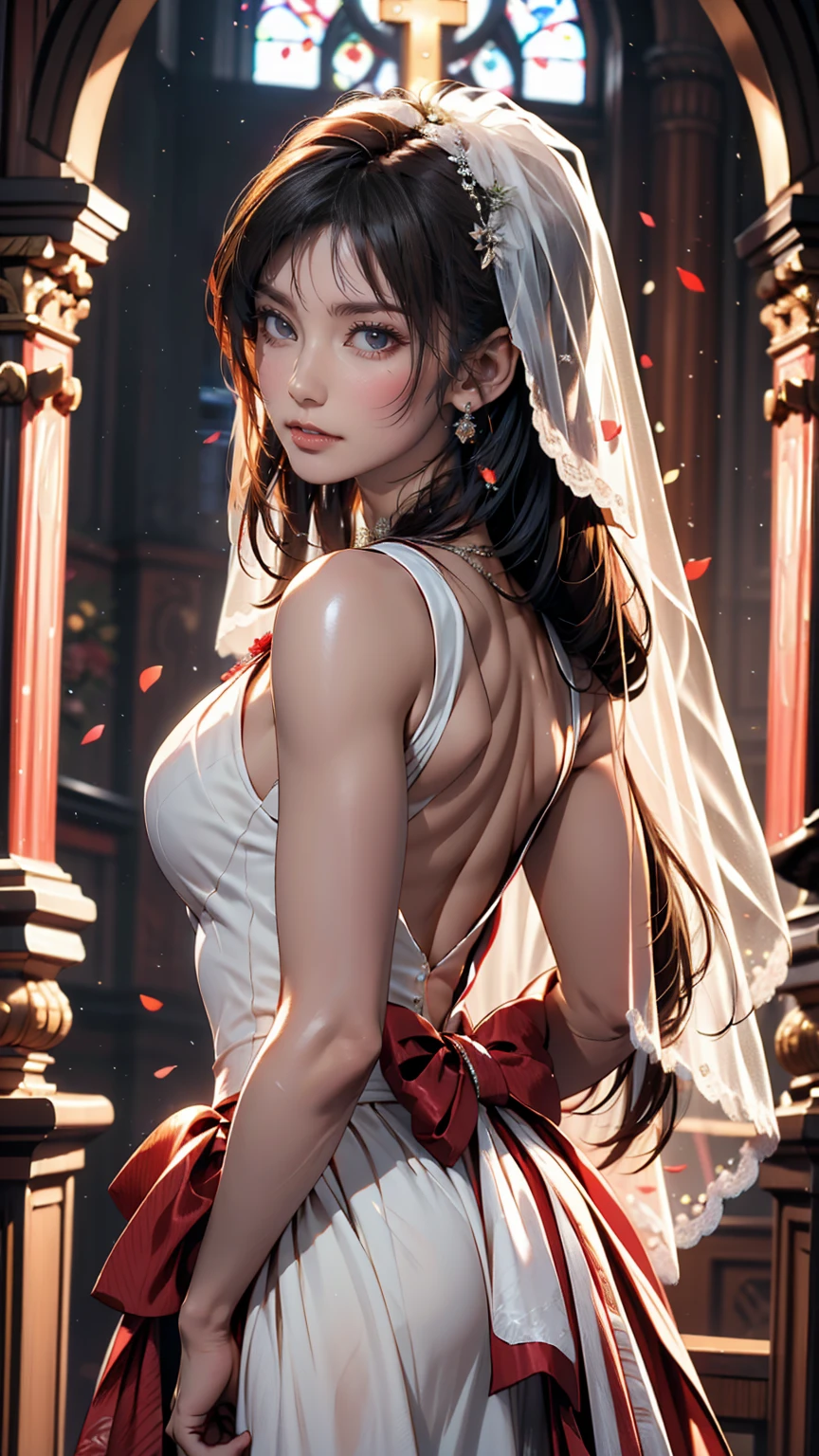 woman + exit + India + Affectionate + veil splashart, splashart, league of legends splashart, art, Brushstrokes, masterpiece, 8k, Super detailed, High resolution、24歳woman、Sexy proportions、Sexy、Narrow waist、Silver Hair、Hair pulled up and tied back((hair pulled back))、Off-the-shoulder tops、Low-rise mini pleated skirt、High Knee Socks、sneakers