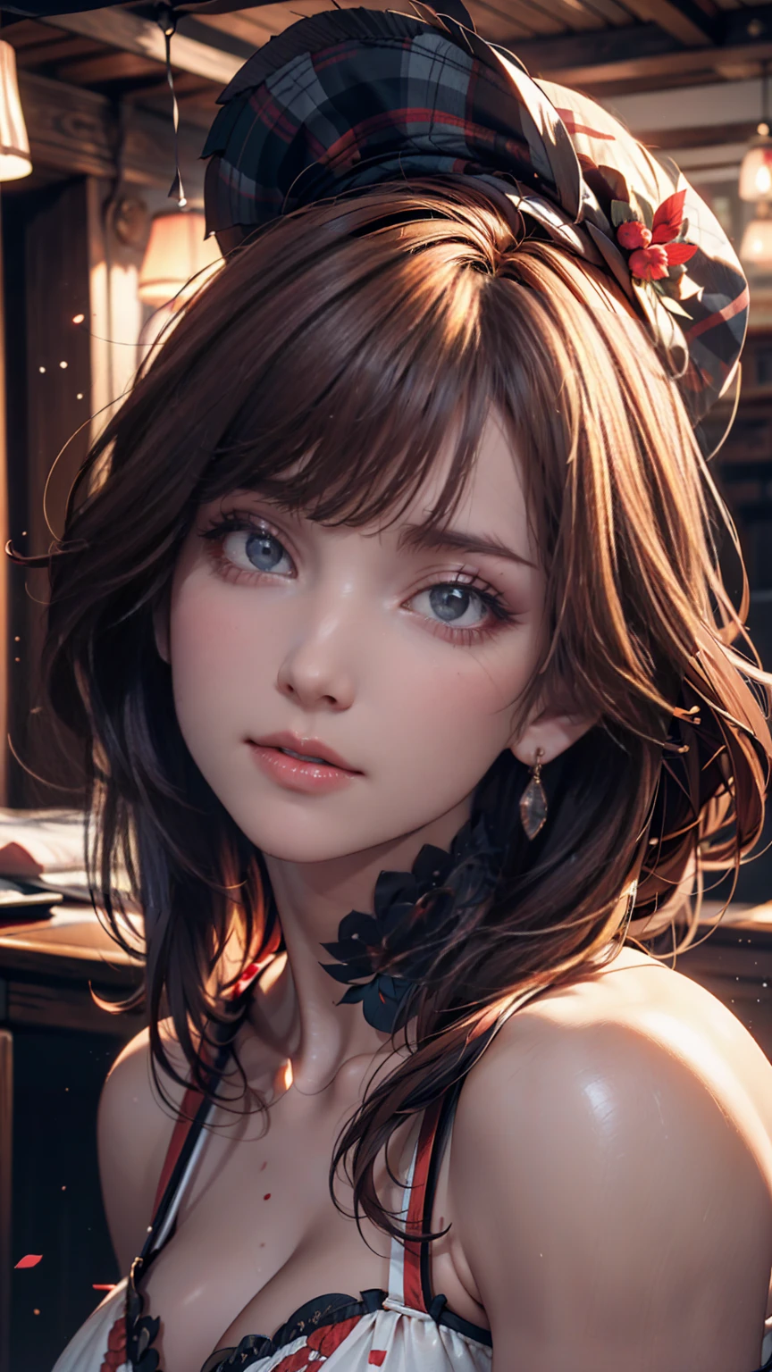 ​masterpiece、top-quality、surrealistic、
1 Women's Fine Art Painting、ice land、Medium close-up、
beatiful detailed eyes、face perfect、beautifull detailed face、Slouched、Pixie Cut
Amazingly sharp focus、ultra-detailliert、Soft skin、
Braided hair、O cabelo multicolorido、
blue eyes
nightgown、Nuisette、Wearing flower embroidery、
  lightsmile、particles floating、the golden hour、Elaborate backgrounds、The upper part of the body