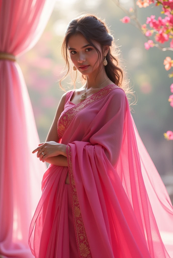 Girl with pink sharee