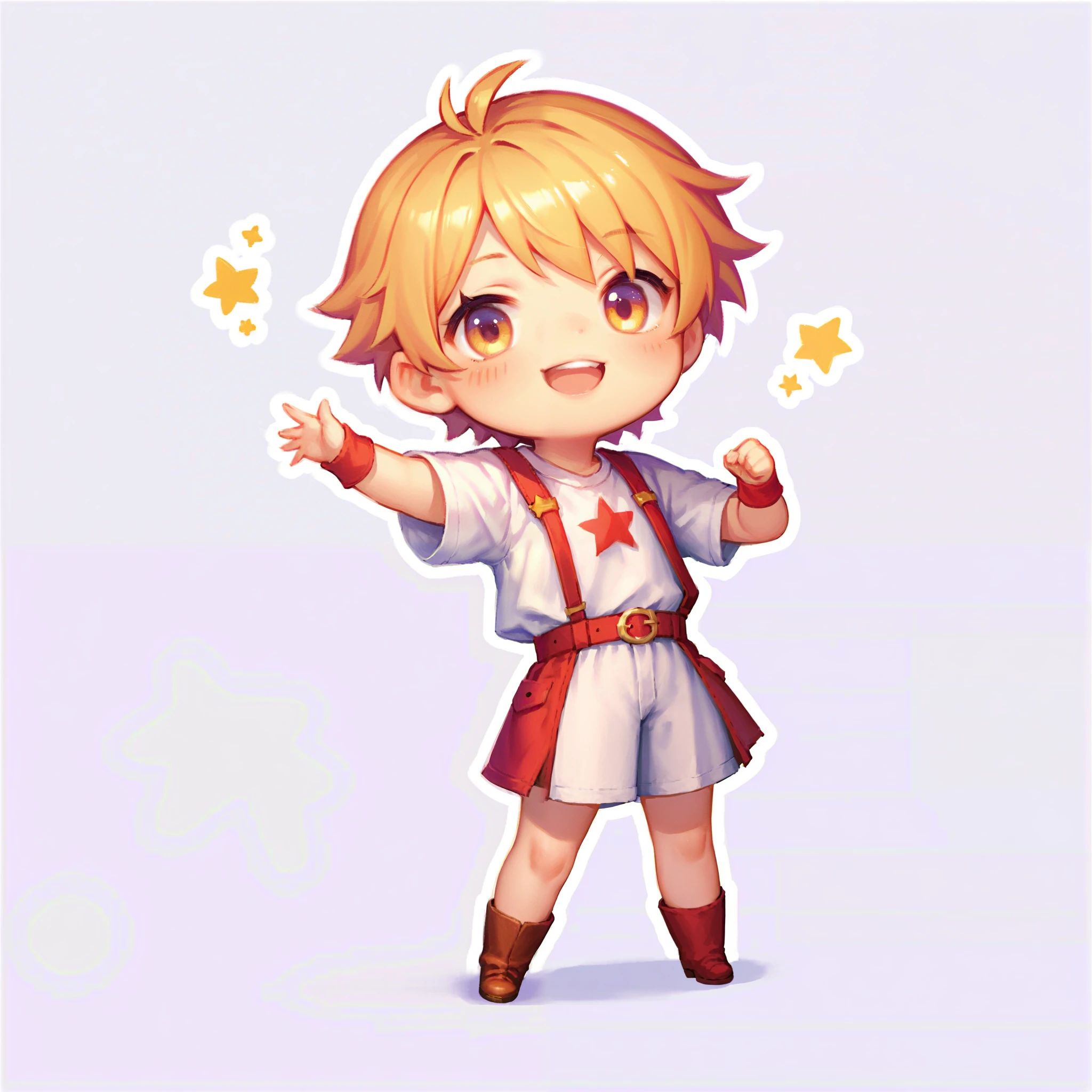 woman, short hair, cute outfit, chibi, t-pose, white background, full body,